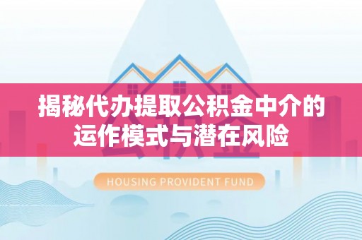 太麻里揭秘代办提取公积金中介的运作模式与潜在风险